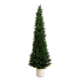 5ft. UV Resistant Artificial Cedar Tree in Decorative White Planter (Indoor/Outdoor)