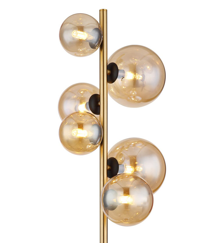 155 H cm Powder Coated Traditional Floor Lamp, Amber, Antique Brass/Black