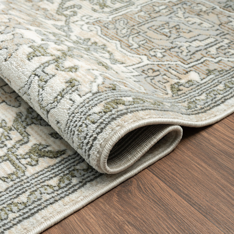 Abani Rugs Savoy SAV160A Green Beige Medallion Area Rug, 4' x 6'