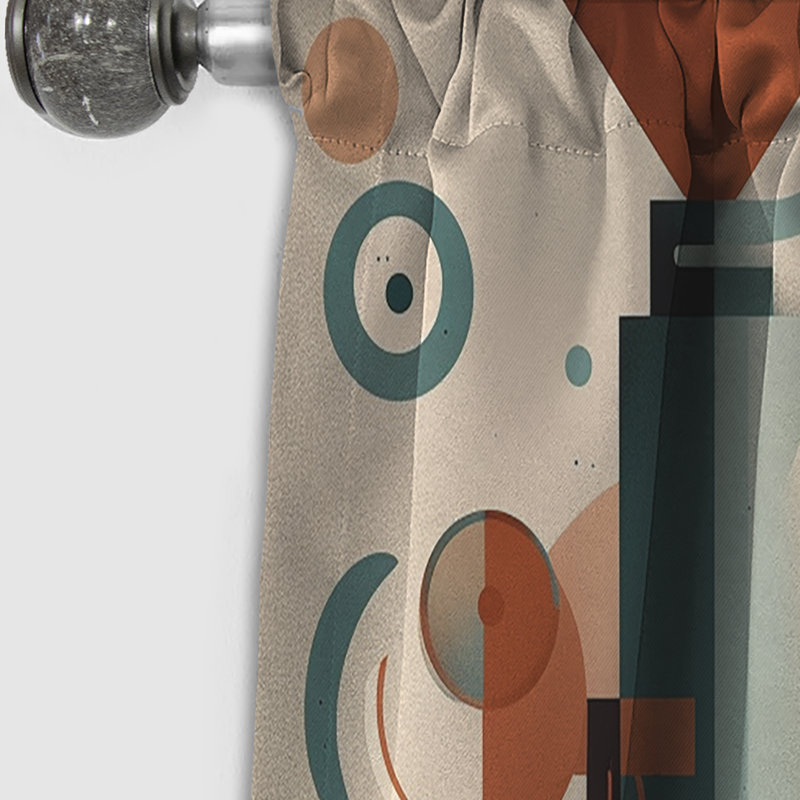 Rideau occultant en velours orange et vert Mid Century Momentum V - Mid-Century, L 52 po x L 90 po