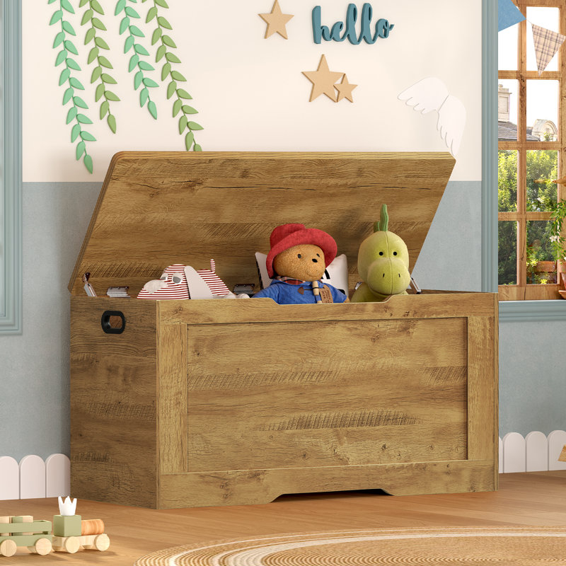 Storage Chest with 2 Safety Hinges, Lift Top Storage Bench, Storage Trunk, for Bedroom, 19.68" H x 39.4" W x 15.74" D, Brown