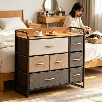 Commode verticale à tiroirs, commode de rangement moderne avec tablette ouverte, armoire autoportante élégante pour un usage domestique