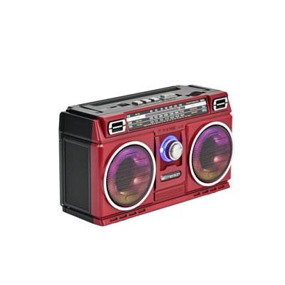 Haut-parleur portatif Bluetooth® avec radio et batterie rechargeable Emerson - rouge