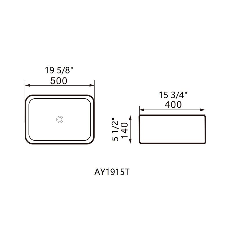 HHK HOME Amuering 5.5 " Porcelain Square Bathroom Sink