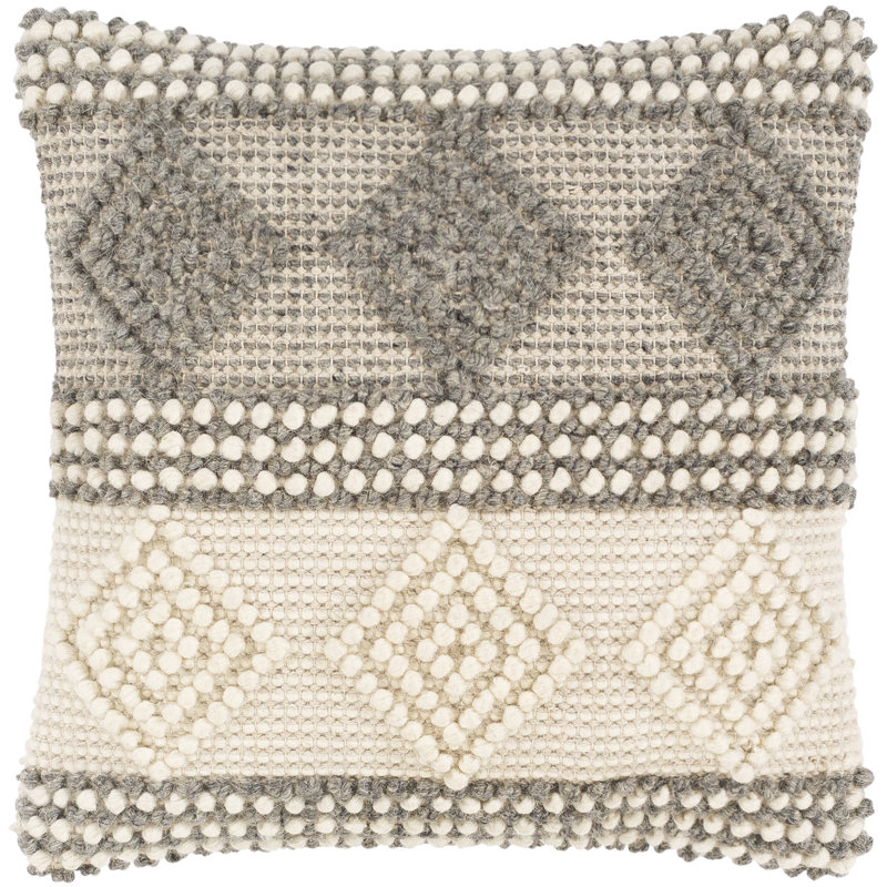 Accent Throw Pillow Cover, Charcoal/Ivory