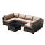 Ensemble modulaire de patio en osier pour 6 personnes avec table basse et coussins beiges-129591579