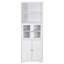 Grande armoire de rangement blanche avec tablettes et portes pour la salle de bain
