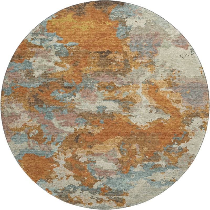 Premium Machine Washable Kumbhar AMF1381 Modern Rug, Round 8'