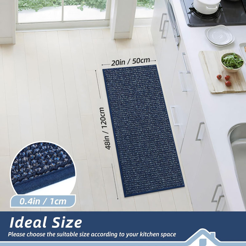 Tapis de cuisine lavables résistants aux taches 20 po x 48 po, Bleu