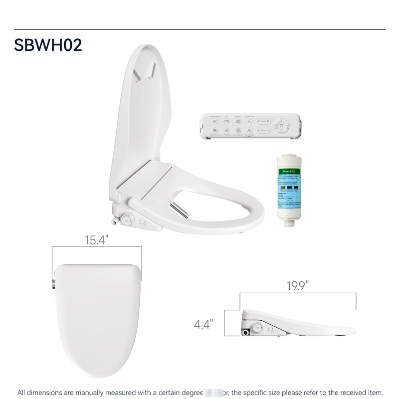 Bidet Toilet Seat With Side Knob - Automatic Nozzle Cleaning, Adjustable Temp, Detachable Lid Opening, Heating, Self-Cleaning