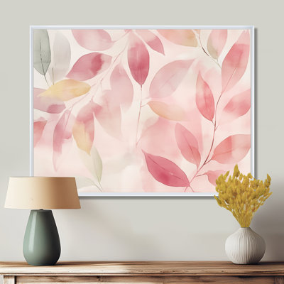 «Blush Leaves Accent II» - impression sur toile botanique rose