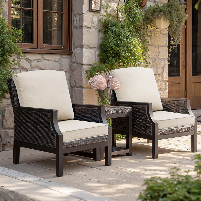  Ebern Designs 21'' W X 22'' D X 3.5'' H Outdoor Seat / Back Cushion, Tan, 2
