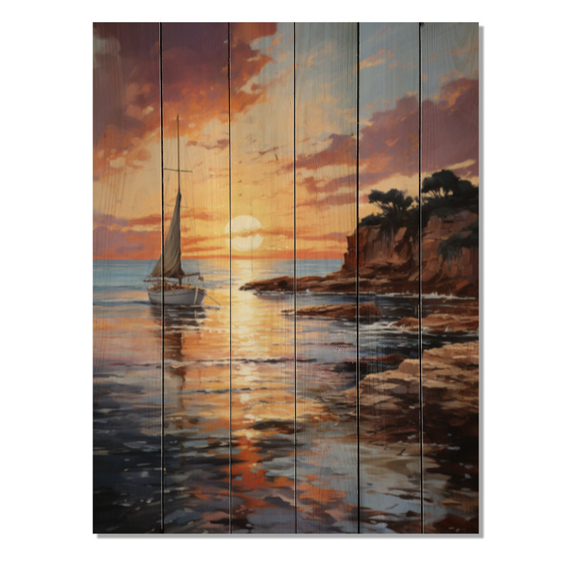 Espagne, coucher de soleil à Ibizas I - impression sur bois sans cadre, H 40 po x l 30 po x P 0,78 po