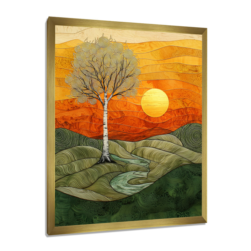 Whittlesey - paysages, impressions d'art mural, H 32 po x l 16 po, Avec cadre, Or