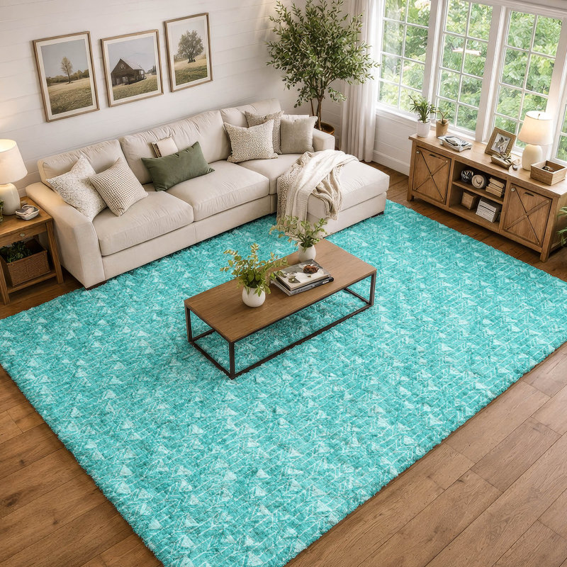 Tapis à poils longs de qualité supérieure lavable à la machine Dream ADS514, Sarcelle, 3 pi x 5 pi