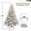 Arbre de Noël artificiel floqué pré-éclairé avec lumières incandescentes blanc chaud, extrémités de branches, pin enneigé à charnière en PE + PVC avec branches à mémoire de forme partielle, support en métal pliable pour les fêtes-2091984691