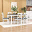 Ensemble de salle à manger 7 pièces pour 6 personnes avec table rectangulaire et 6 chaises rembourrées-665527328