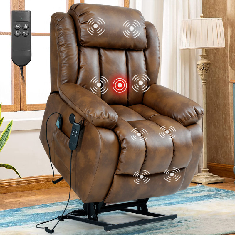 Fauteuil inclinable électrique 40,7 po, Similicuir brun clair