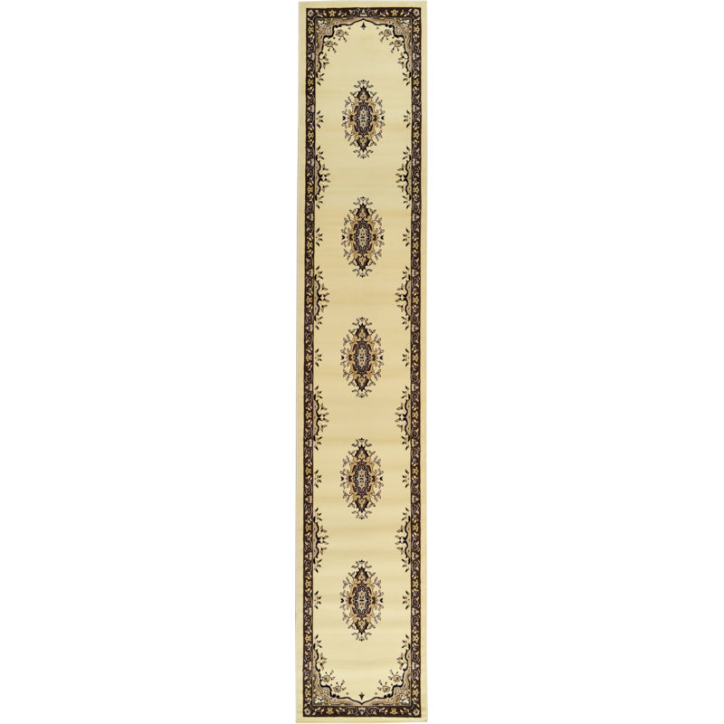 Tapis oriental noir Balthrop, Beige, Runner 2'11" x 16'5"