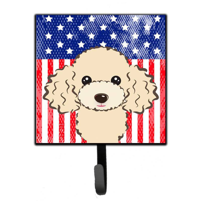 Porte-clés mural Monreal American Flag and Retriever, Bleu / rouge / beige, Caniche Buff
