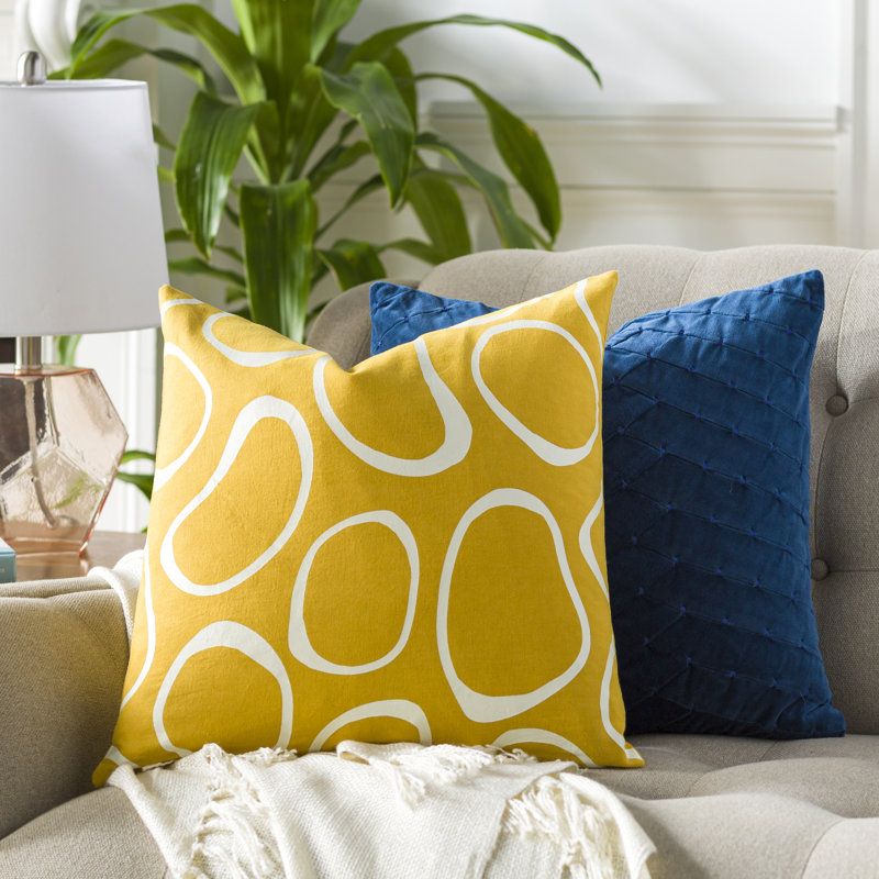 Lachen Saffron and Cream Cotton Kids Square Pillow
