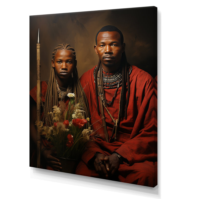 Guerriers Maasai d'Afrique I, Toile tendue, H 40 po x l 30 po x P 1,5 po