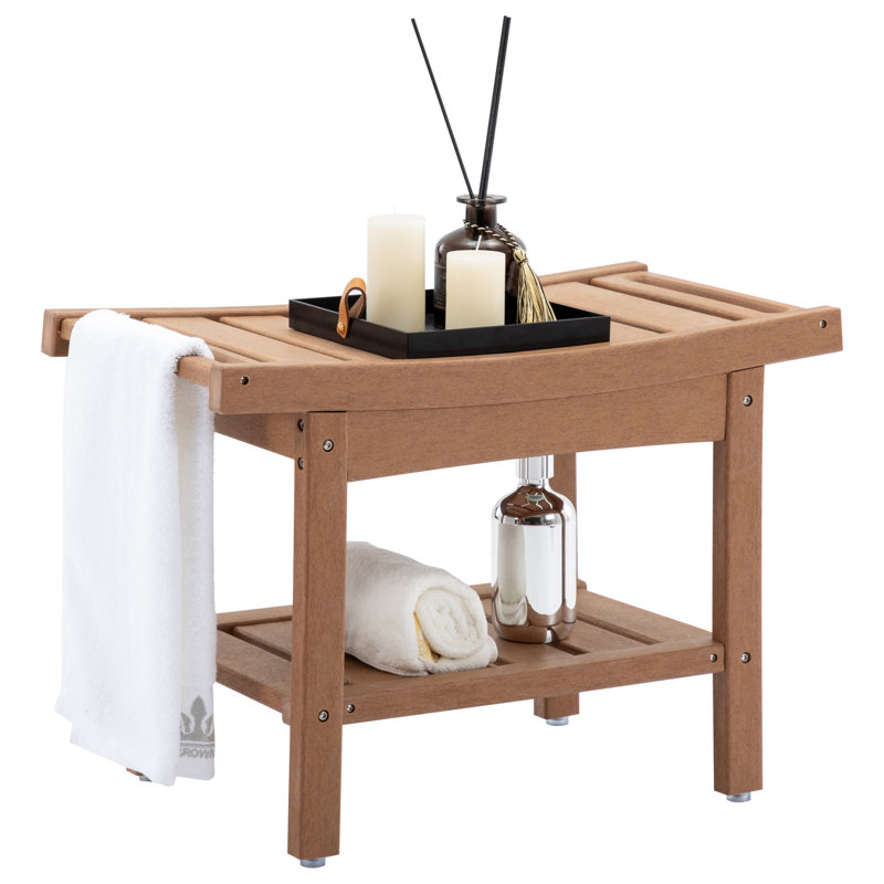Nalyjah Plastic / Acrylic Shower Bench, 16.93" H x 24.1" W x 12.6" D, Teak