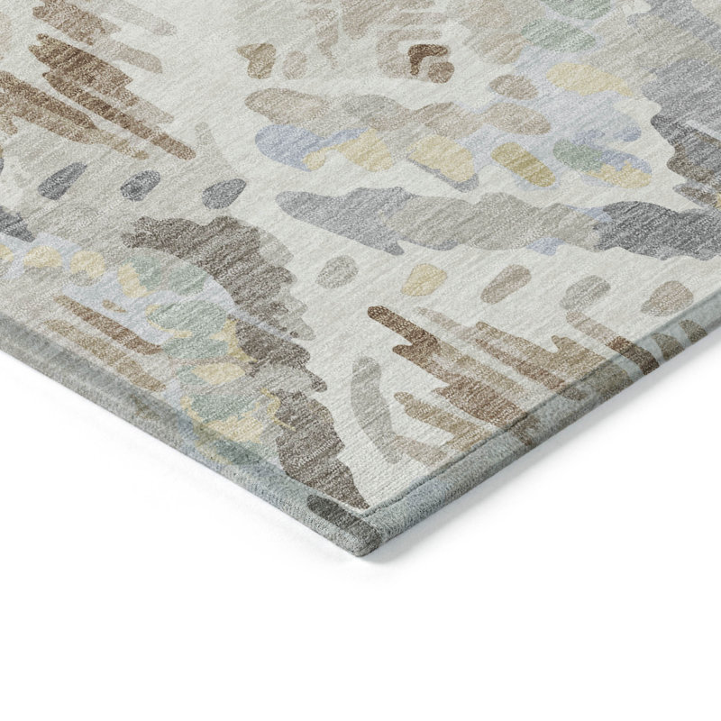Tapis intérieur / extérieur ivoire et crème lavable 9 pi x 12 pi, Rectangle 9 pi x 12 pi
