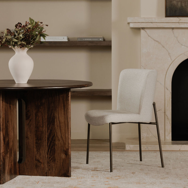 Early Upholstered Dining Chair, White Polyester