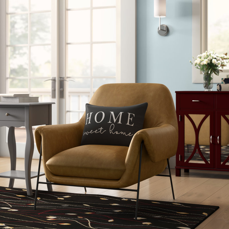 Ambroise Metal Frame Club Chair, Brown Genuine Leather