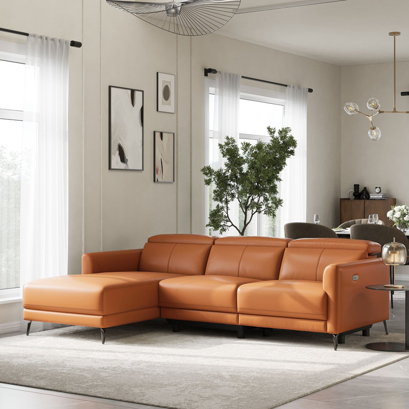 Valencia Geshia Leather Reclining Modular Sofa, 3 Seater Sofa | Italian Nappa 11000 Grain Leather | Power Reclining Seat with Adjustable Headrests