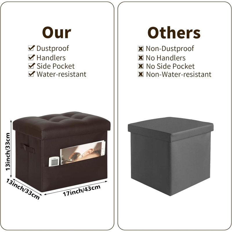 Repose-pieds avec repose-pieds et banc de rangement pliable en cuir avec siège rembourré en mousse plus épaisse. Repose-pieds sous le bureau pour la chambre à coucher du salon