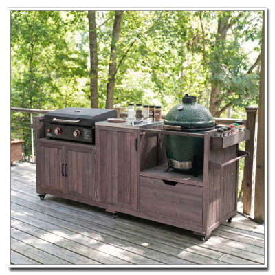 Chariot-grill tout-en-un 80,5 po pour Big Egg et plaque chauffante Blackstone