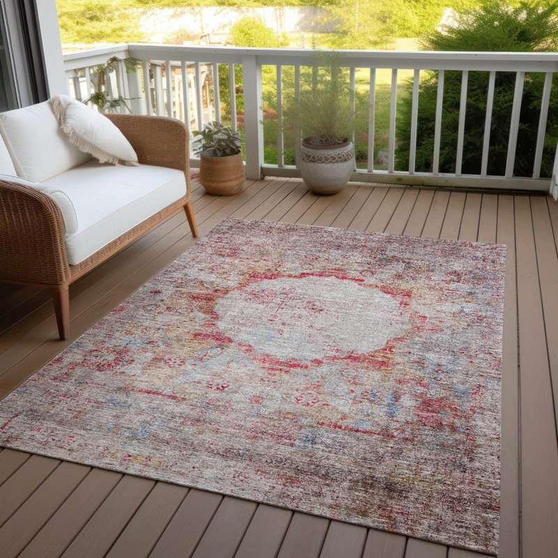 Fresnel Washable Oriental Indoor / Outdoor Rug, Rectangle 10' x 14'