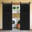 Porte de grange coulissante double en panneau de fibres à densité moyenne noyer noir 2 panneaux 80 po x 48 po Double-136913722-136913749-136913805