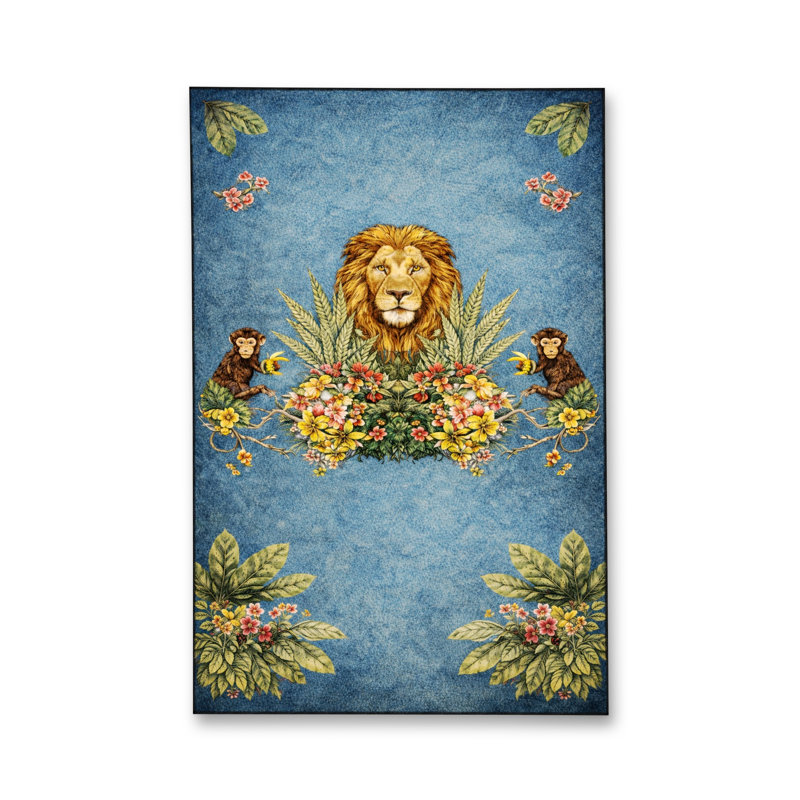 Tapis vert tissé à motif floral lavable Mosso, 3'11" x 5'11"