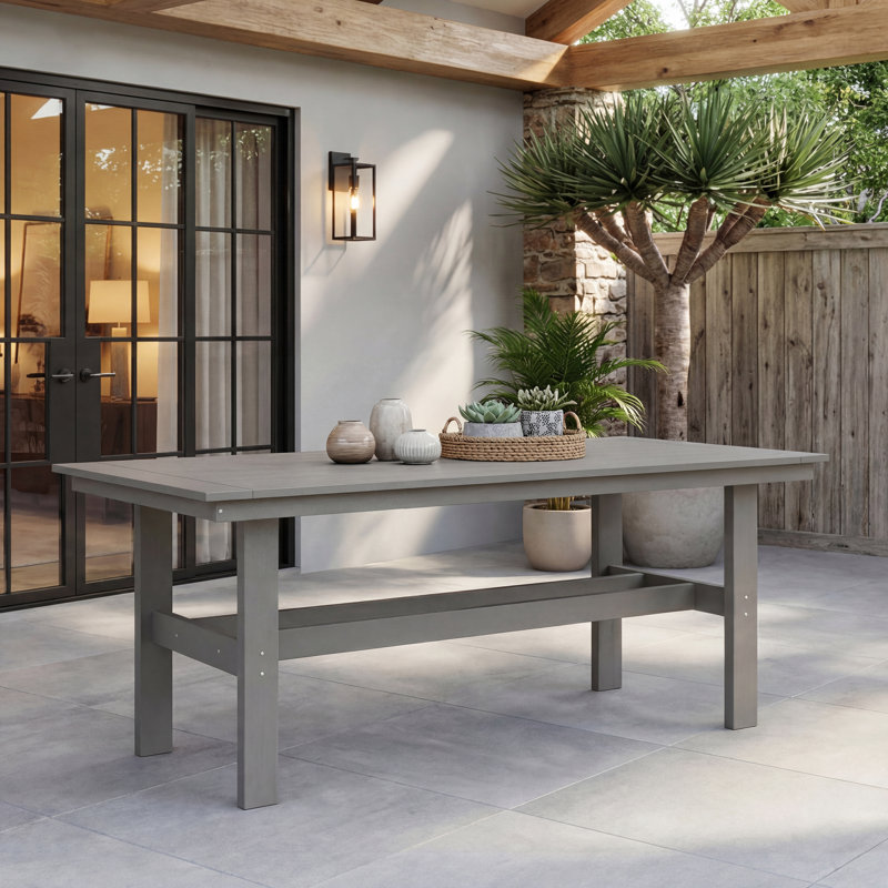 6-Person HDPE Outdoor Dining Table - All-Weather 【No Chairs】, Gray