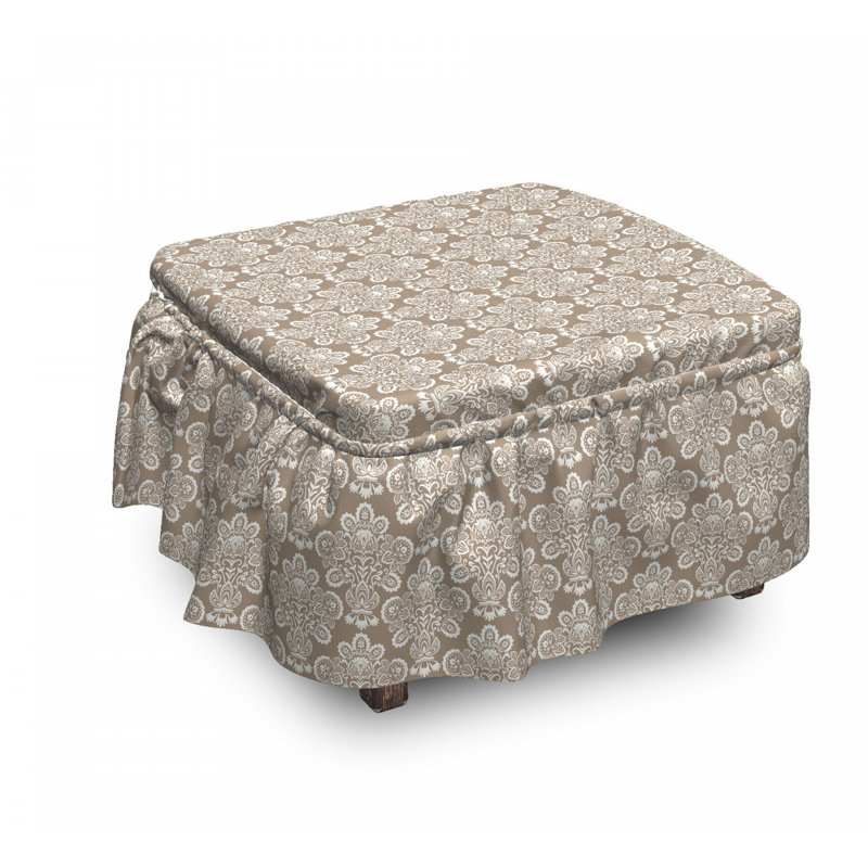 Housse pour repose-pieds motif floral damassé