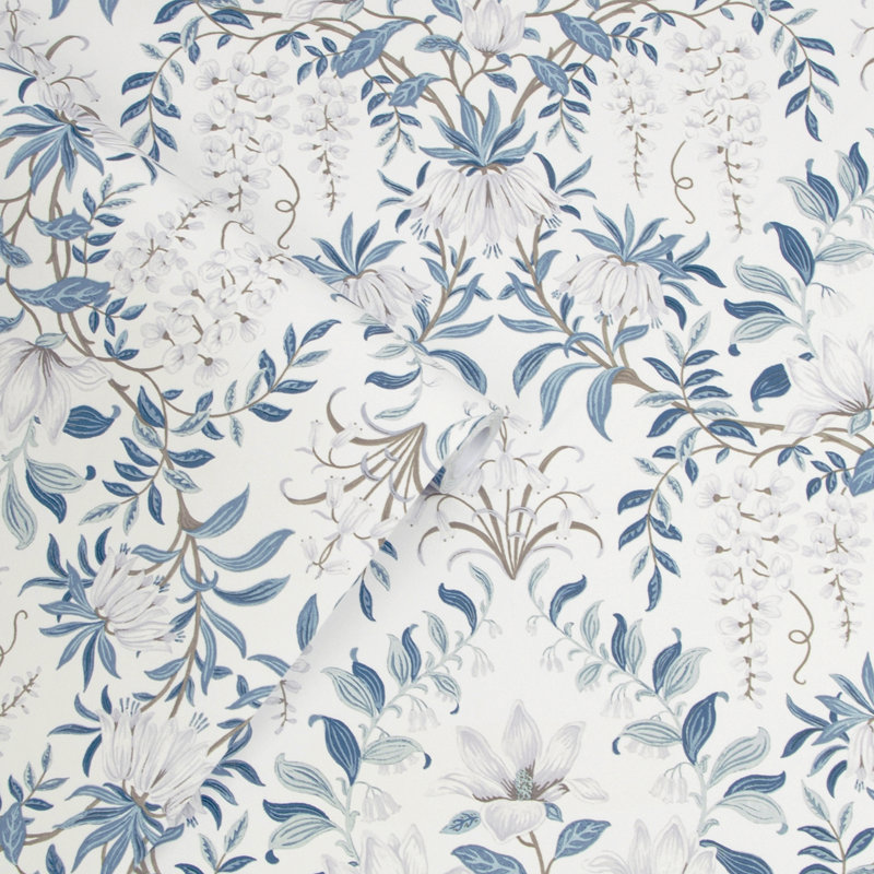 Rouleau de papier peint Laura Ashley Parterre, Blanc cassé / jet marin
