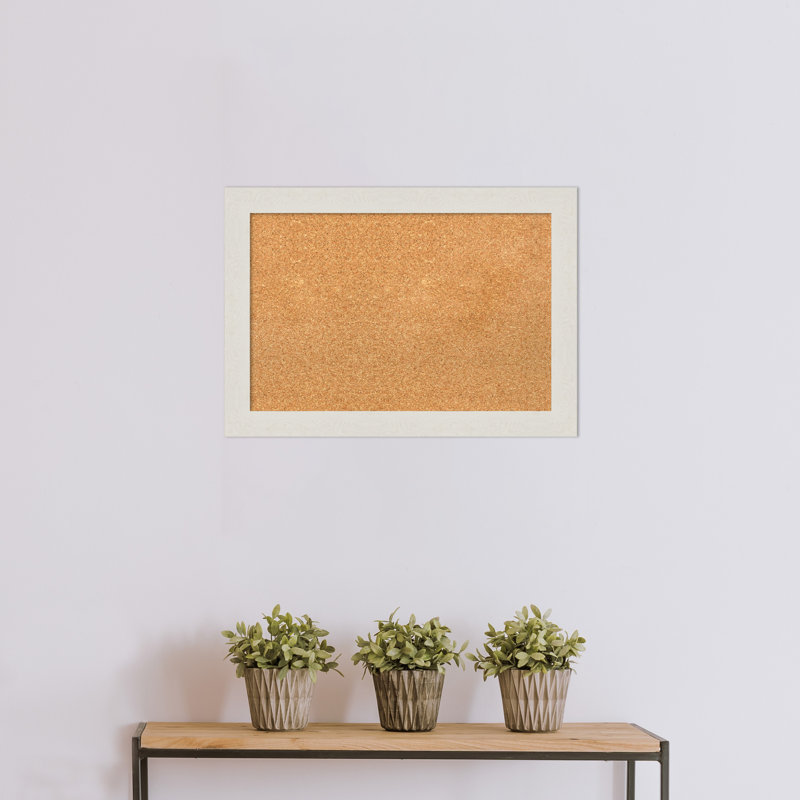 White Framed Natural Cork Bulletin Board 30" x 23"