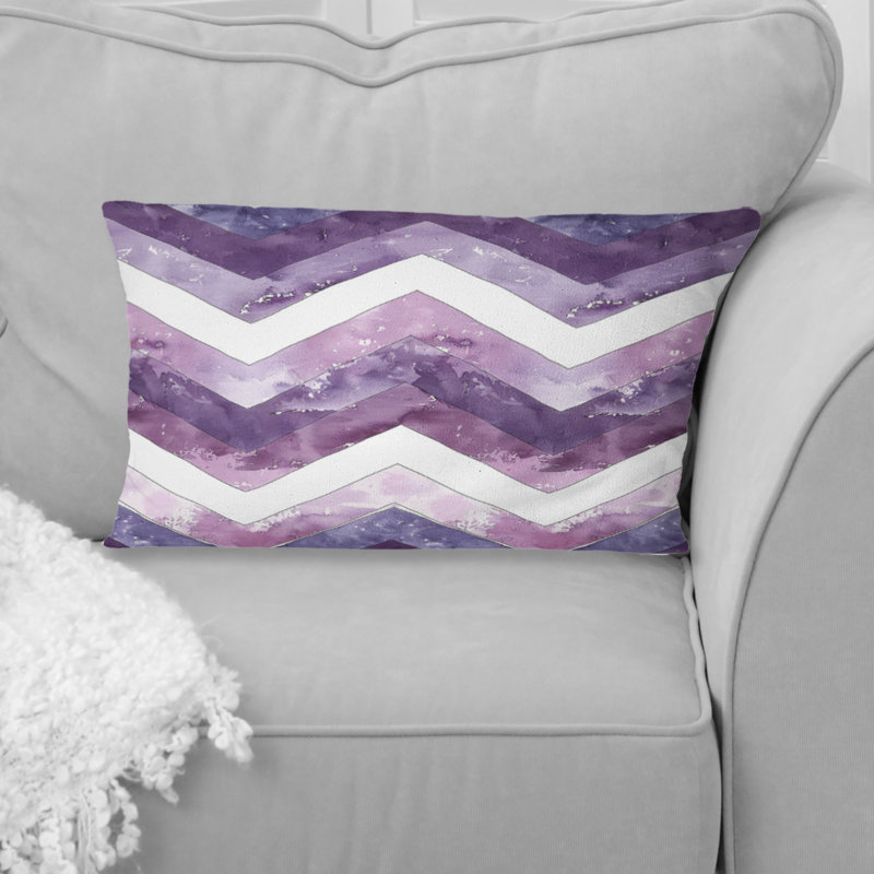 Coussin lombaire mauve Mid-Century Chevron Bliss III