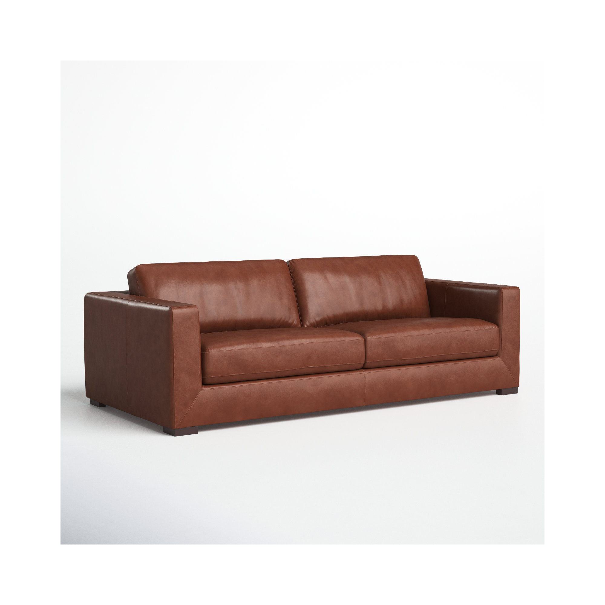 Winsor 91'' Genuine Leather Sofa, Vintage Brown Top Grain Genuine Leather