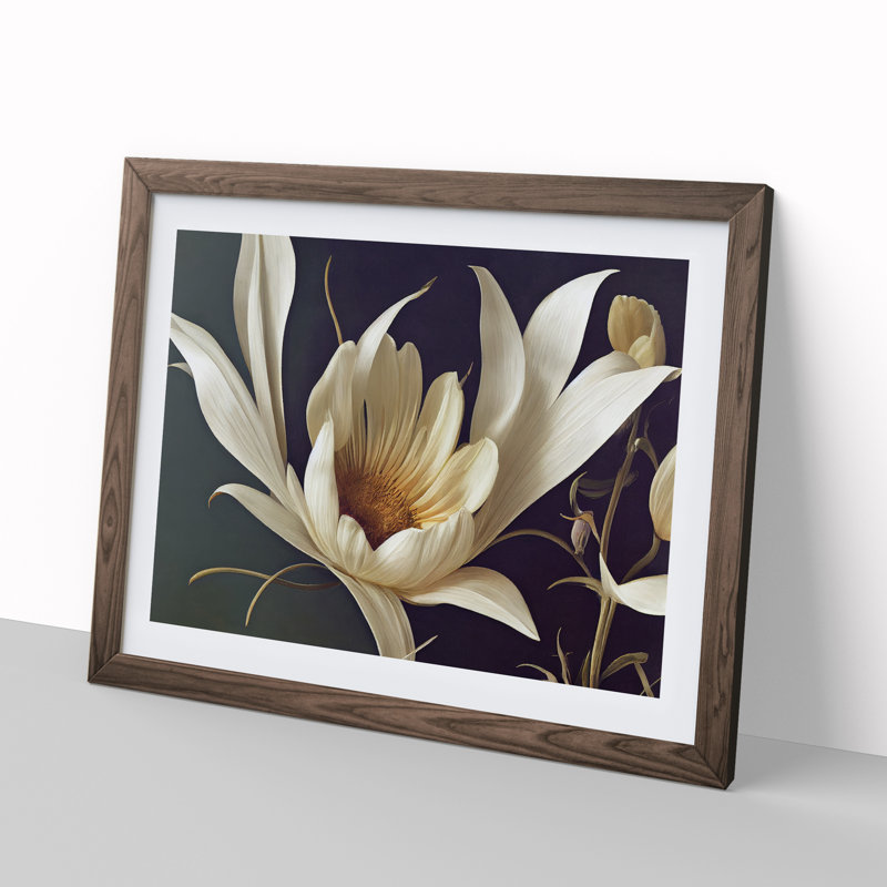 Enviable Flower 1 Piece Single Picture Frame Wall Art, 46cm H x 64cm W, Walnut