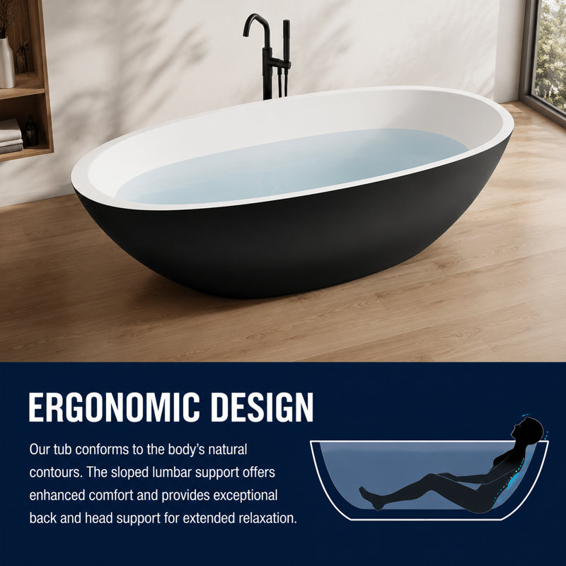 Vast Studio Aged Brass Freestanding Oval Bathtub –  Brass/Green Interior Deep Soaking Solid Surface Tub with Metallic Luxury Finish & Contemporary Spa-Inspired Design