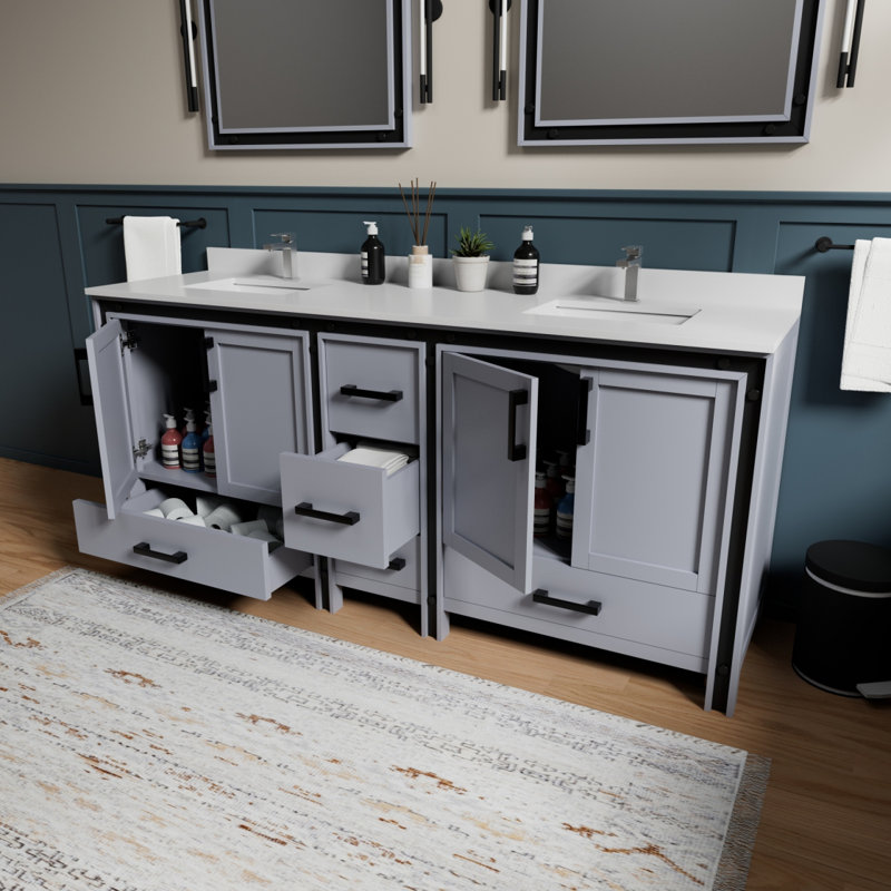 Meuble-lavabo double gris foncé 80 po X P 22 po D, Gris foncé, 80"