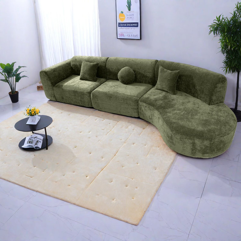 Canapé de salon modulaire vert moderne, mousse haute densité, chic