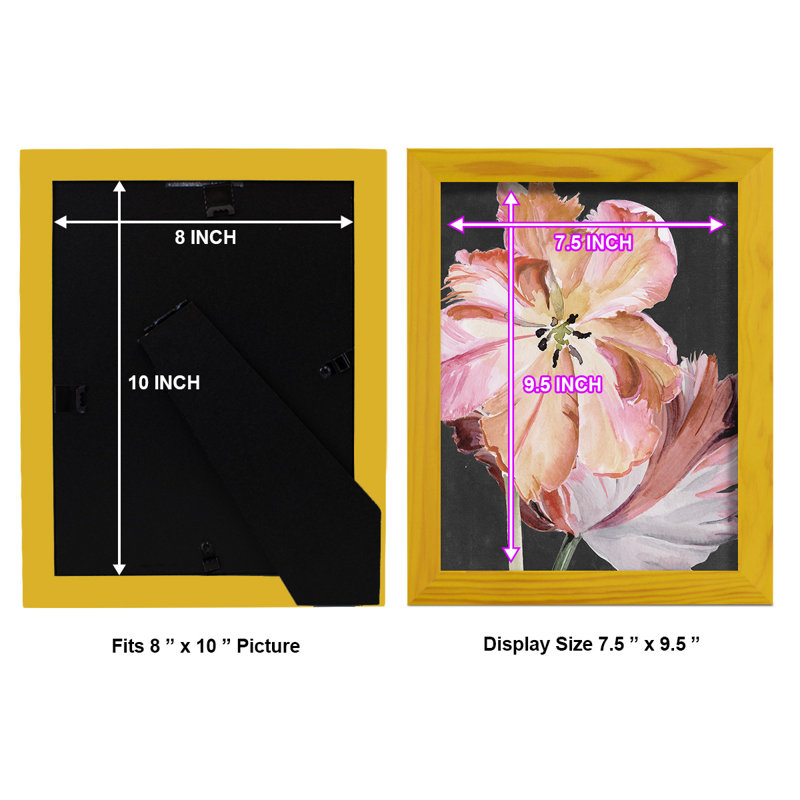 Pastel Parrot Tulips II encadré sur papier, H 11 po x l 9 po x P 1 po, Jaune