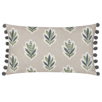 Sessile Leaf Floral Beige Rectangular Throw Pillow Cover