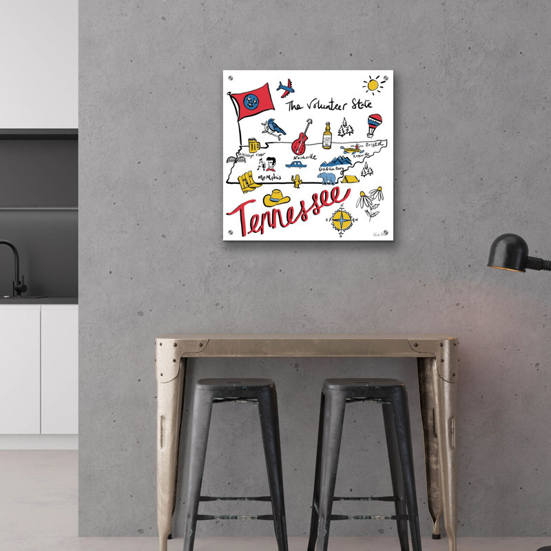  «Tennessee» par Farida Zaman, art mural en verre acrylique, 24 po x 24 po, H 24 po x l 24 po