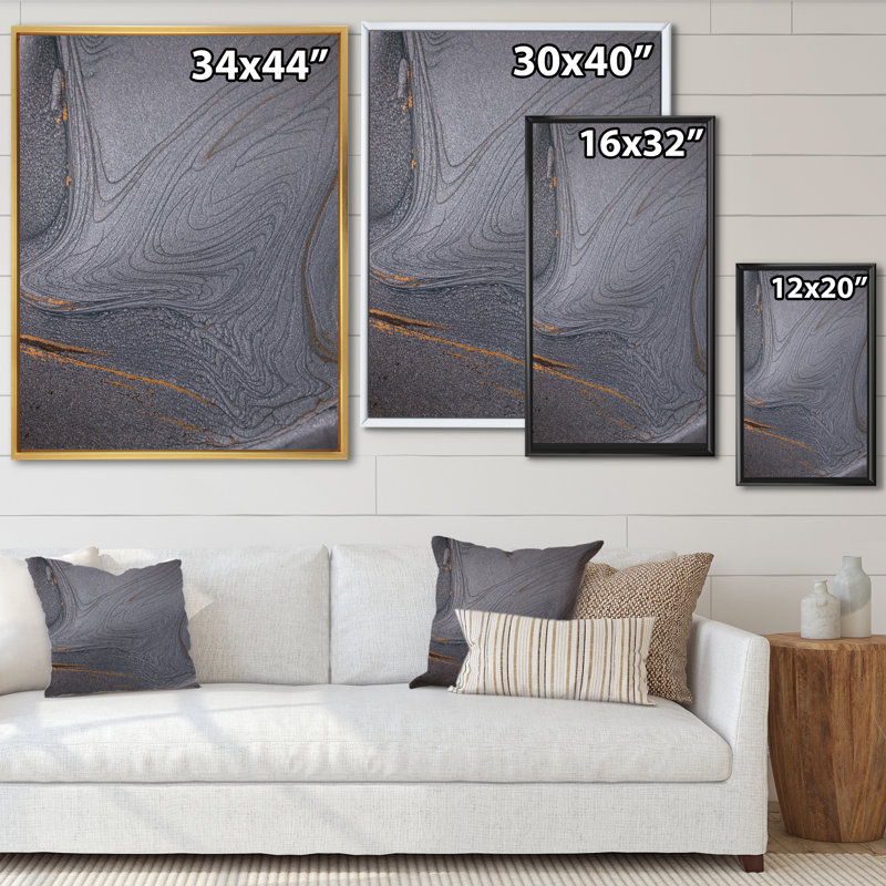 Dramatique gris fluide monochrome Art VI - décoration murale moderne sur toile, H 20 po x l 12 po x P 1 po